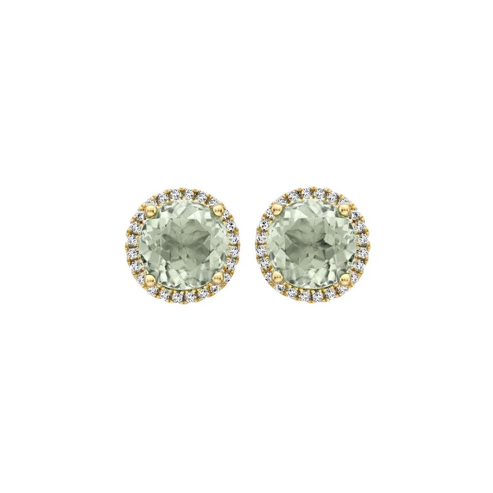 Kiki McDonough 18ct Yellow Gold Grace Green Amethyst & 0.19cttw Diamond Stud Earrings