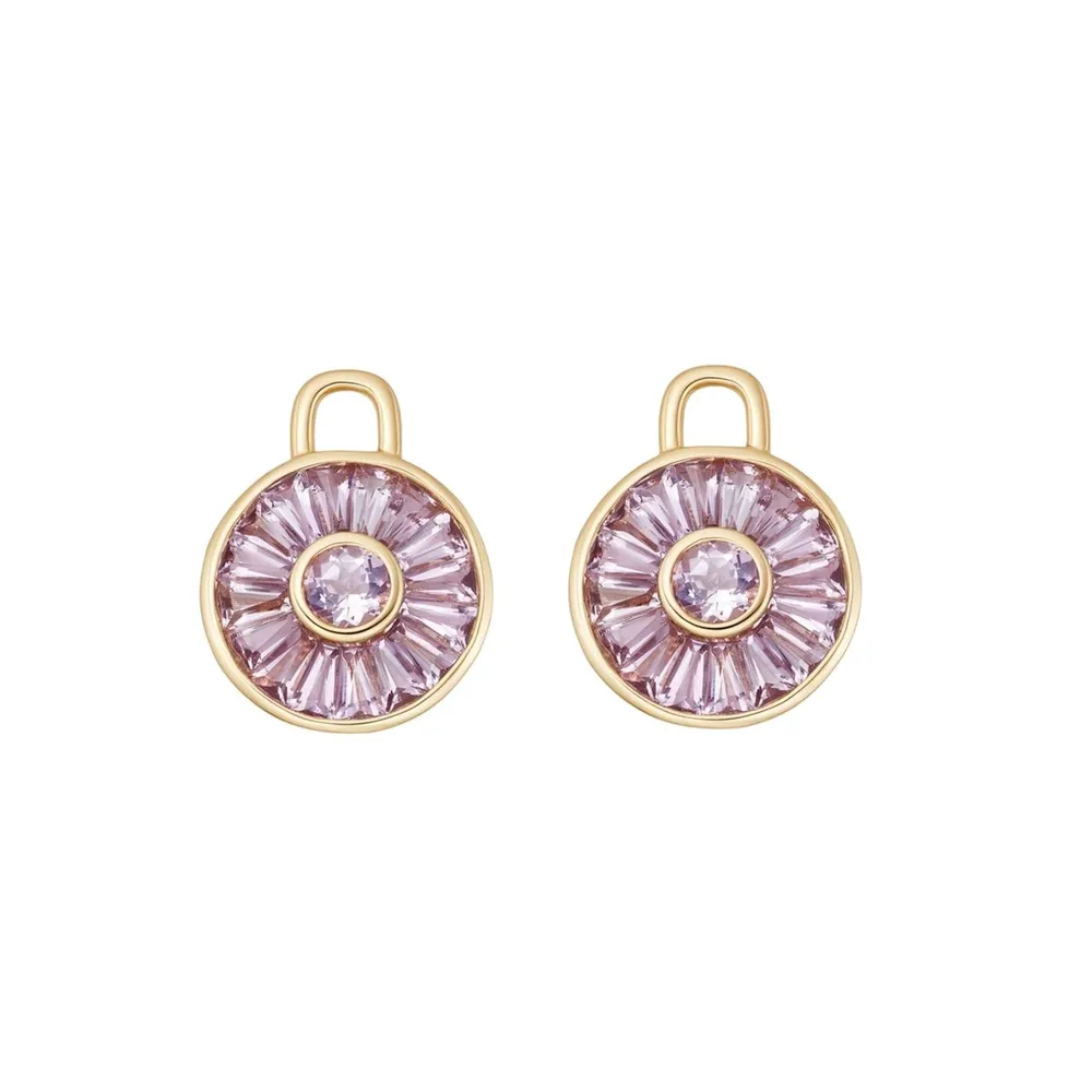 Kiki McDonough 18ct Yellow Gold Lavender Amethyst Round Mosaic Detachable Drops