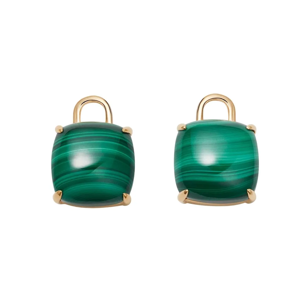 Kiki McDonough 18ct Yellow Gold Malachite Cushion Detachable Drops