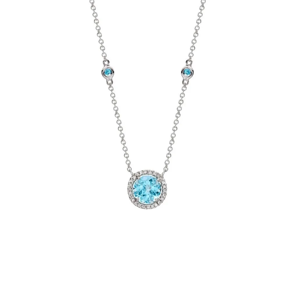 Kiki McDonough Grace 18ct White Gold, Blue Topaz & 0.10cttw Diamond Pendant