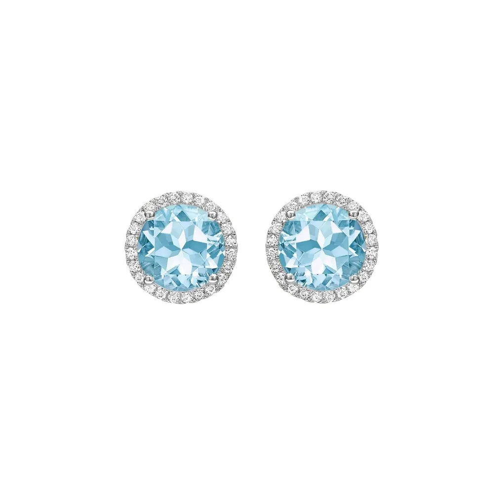 Kiki McDonough Grace 18ct White Gold, Blue Topaz & 0.19cttw Diamond Earrings