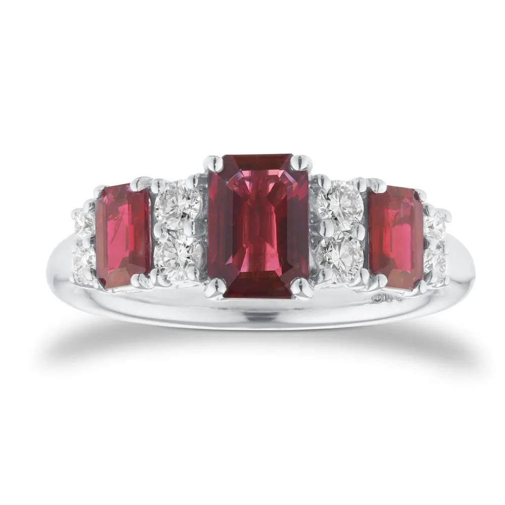 Mappin & Webb 18ct White Gold 0.35cttw Diamond & 1.59cttw Ruby Ring