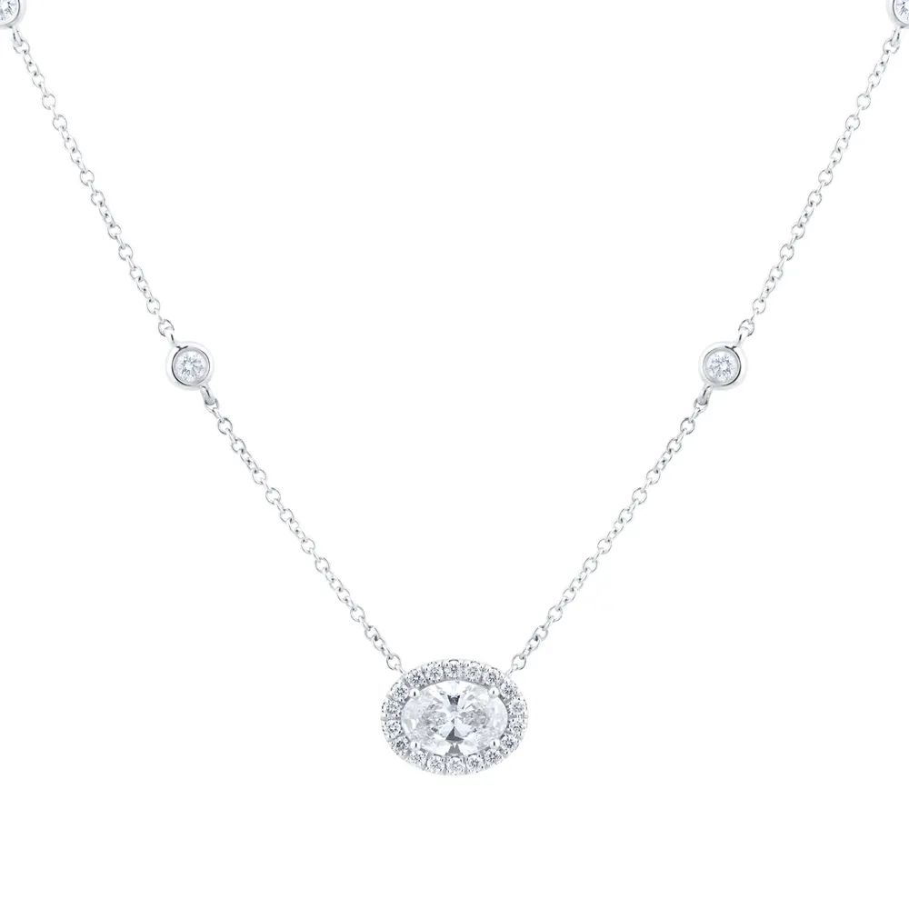 Mappin & Webb 18ct White Gold 1.43cttw Diamond Halo Pendant
