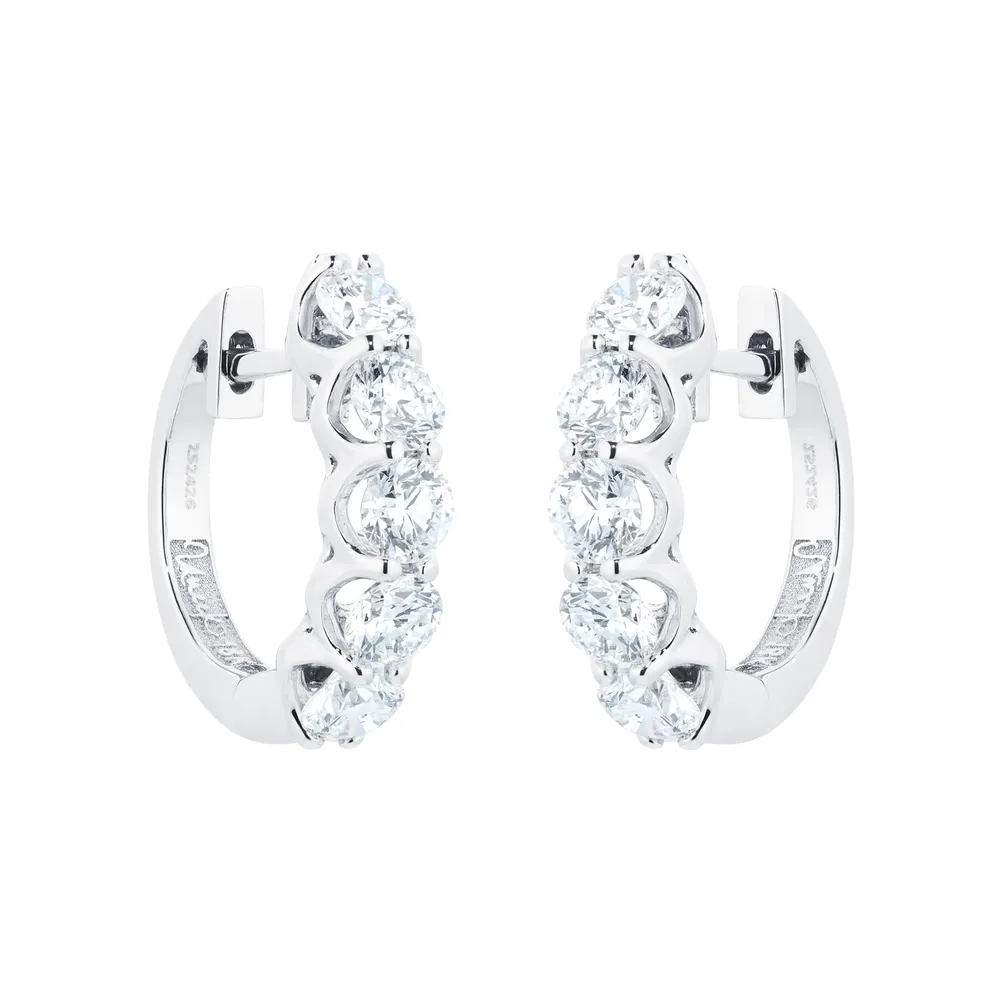 Mappin & Webb 18ct White Gold 1.96cttw Ten Stone Diamond Huggie Earrings