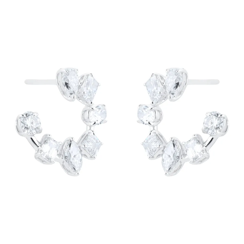 Mappin & Webb 18ct White Gold 2.23cttw Diamond Fancy Hoop Earrings
