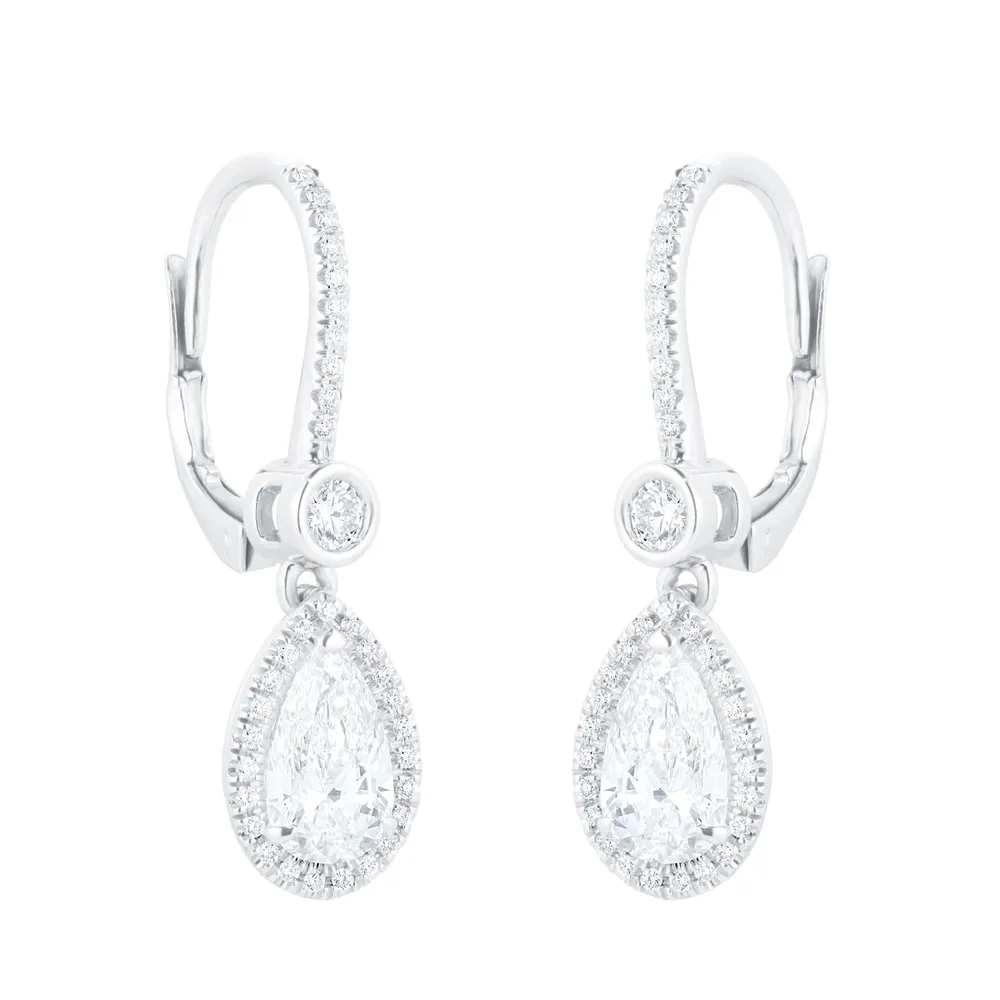 Mappin & Webb 18ct White Gold 2.29cttw Pear Cut Drop Earrings