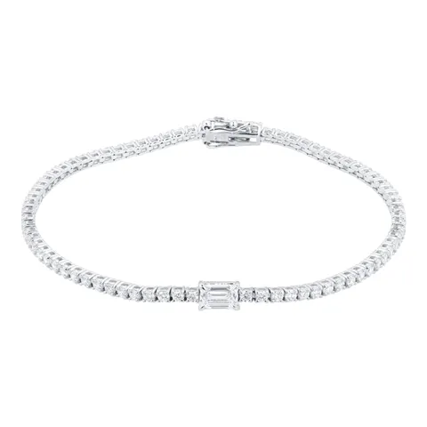 Mappin & Webb 18ct White Gold 2.70cttw Emerald Cut Diamond Bracelet