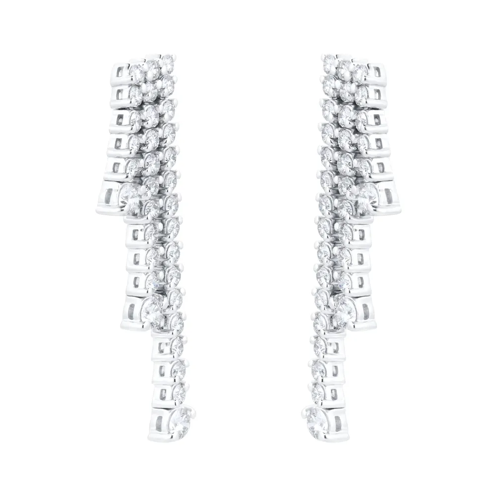 Mappin & Webb 18ct White Gold 3.26cttw Brilliant Cut Diamond Waterfall Drop Earrings