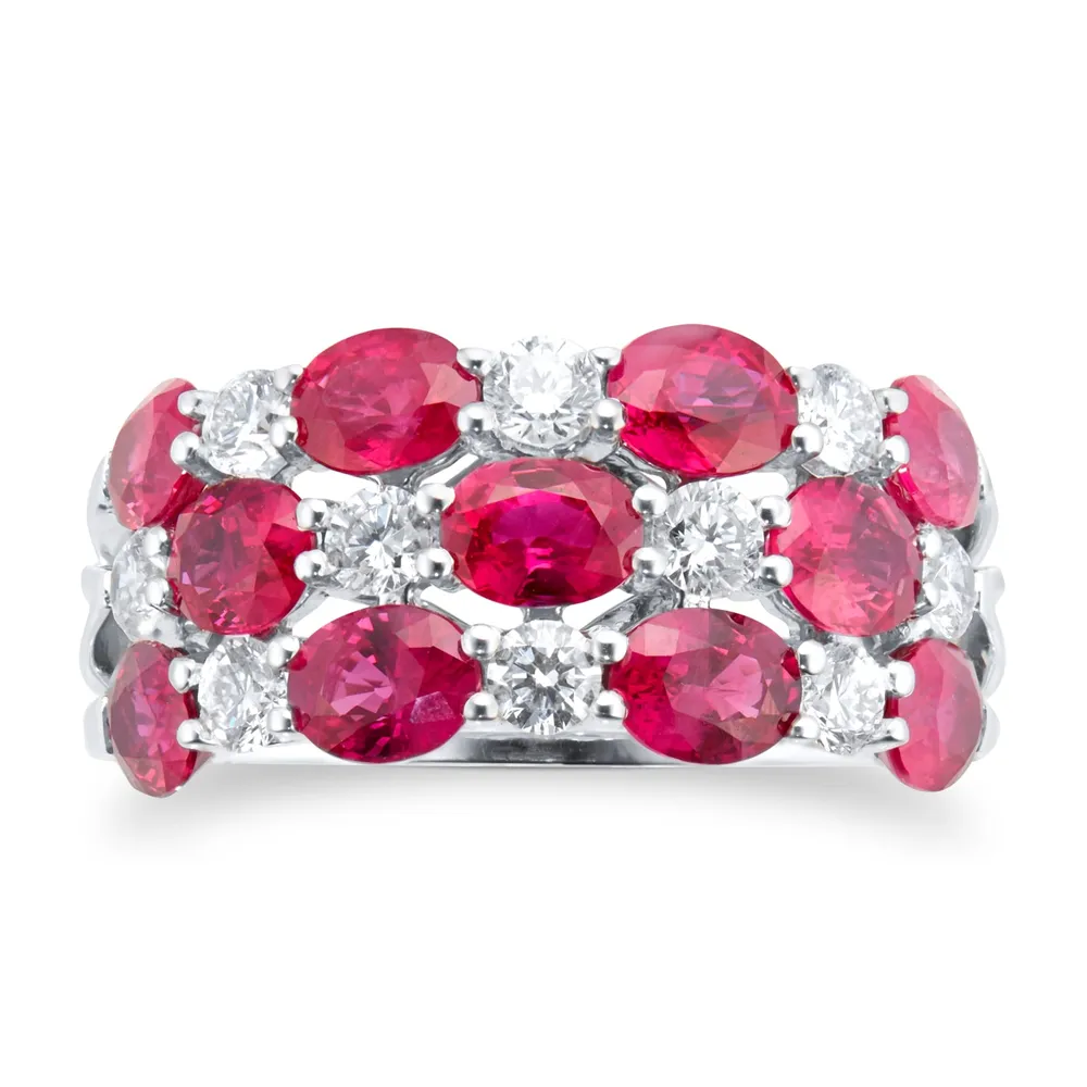 Mappin & Webb 18ct White Gold 3.58cttw Oval Cut Ruby & 0.70cttw Diamond Ring