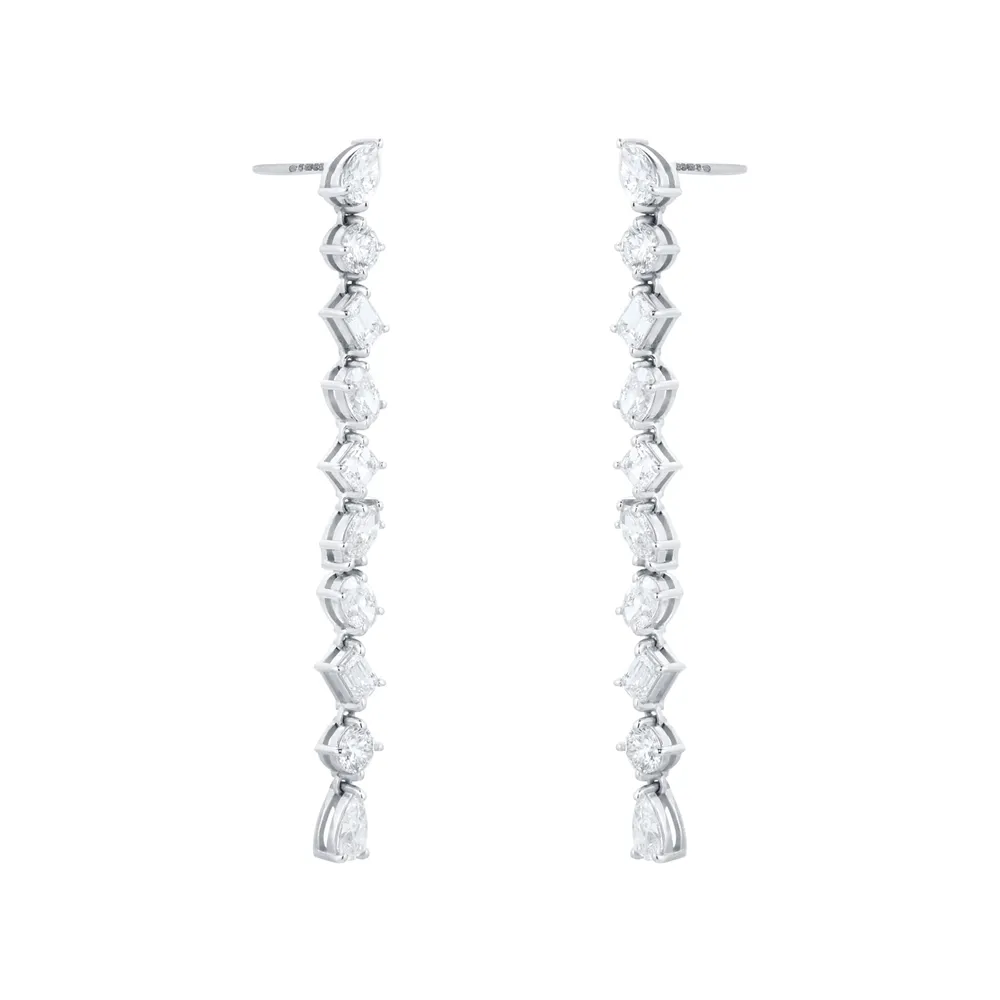 Mappin & Webb 18ct White Gold 3.80cttw Fancy Pear Cut Drop Earrings