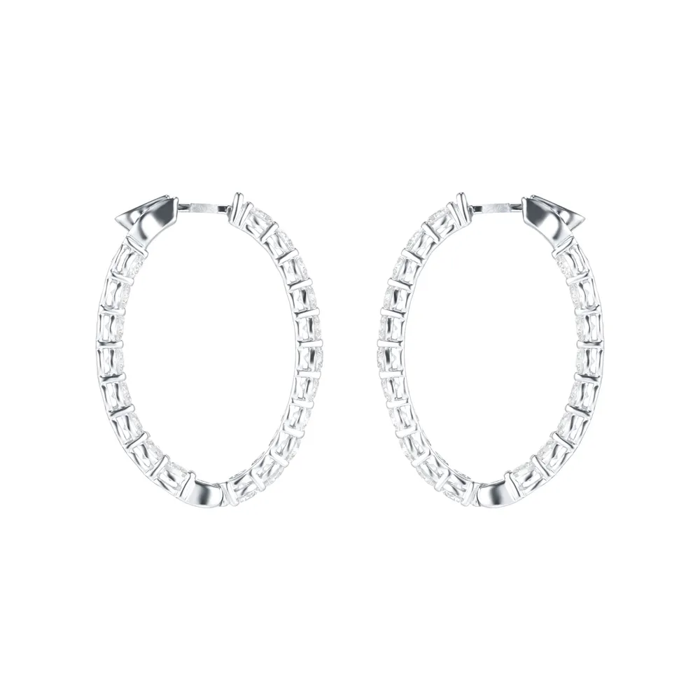 Mappin & Webb 18ct White Gold 3.99ct Diamond Oval Hoop Earrings