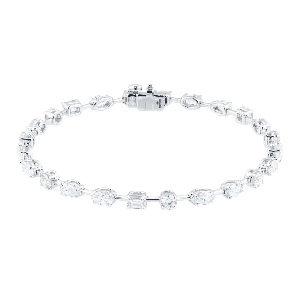 Mappin & Webb 18ct White Gold 5.90cttw Diamond Fancy Shape Bar Bracelet