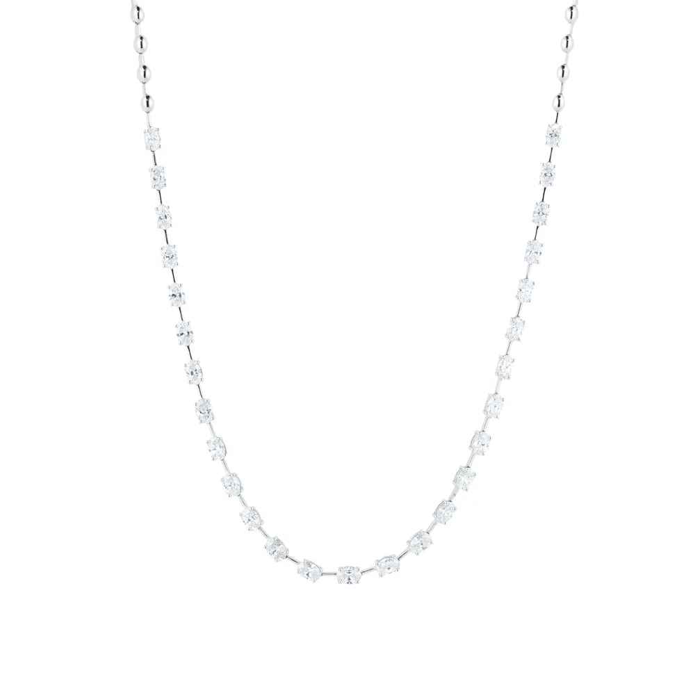 Mappin & Webb 18ct White Gold 6.09cttw Oval Cut Diamond Necklace