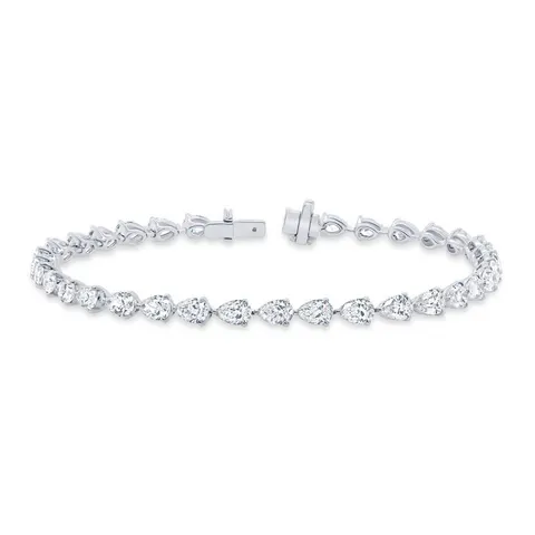 Mappin & Webb 18ct White Gold 6.5cttw Pear Cut Full Diamond Line Bracelet