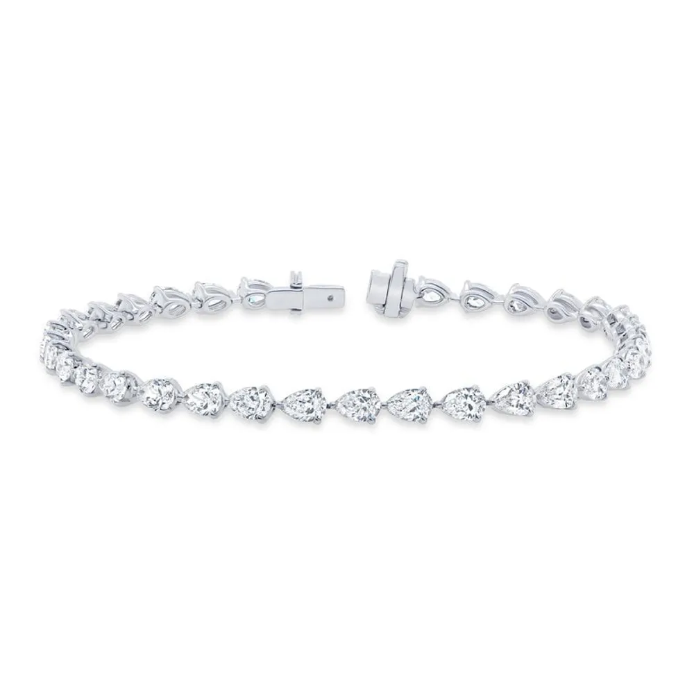 Mappin & Webb 18ct White Gold 6.5cttw Pear Cut Full Diamond Line Bracelet