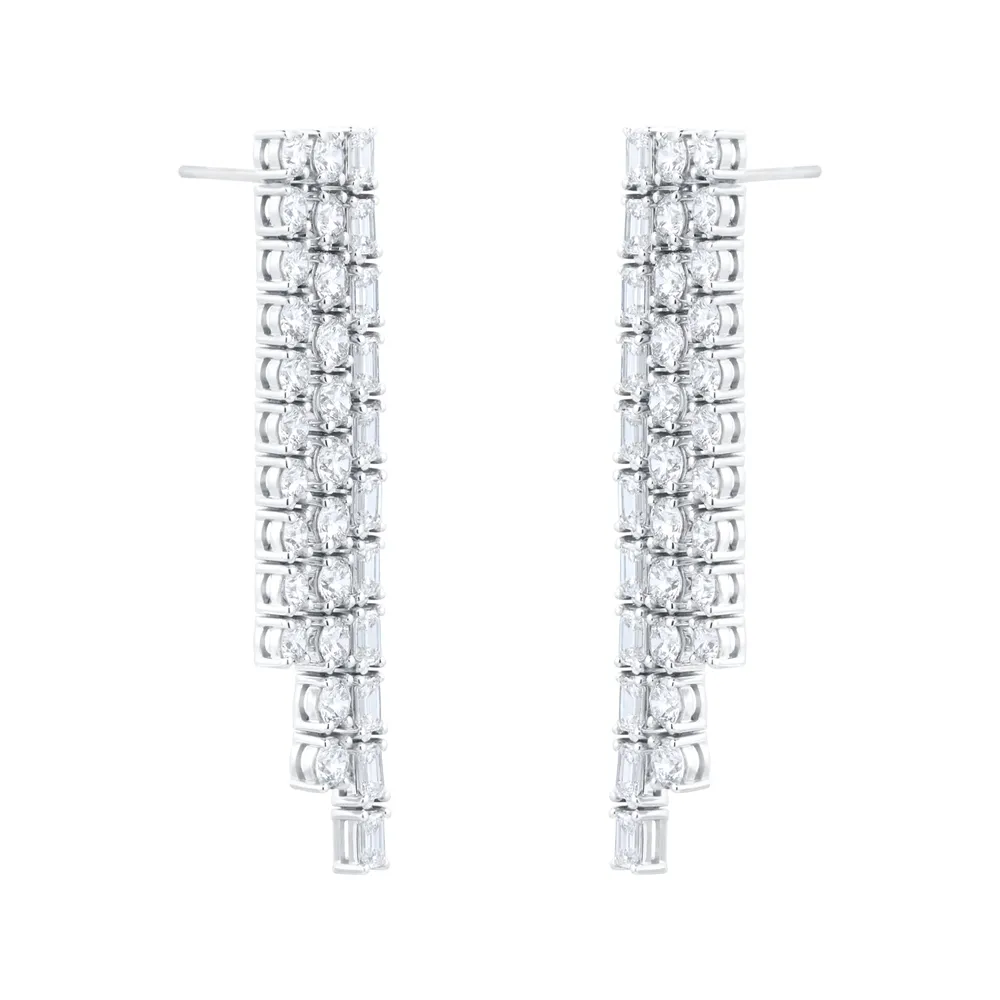 Mappin & Webb 18ct White Gold 7.67cttw Diamond Waterfall Drop Earrings