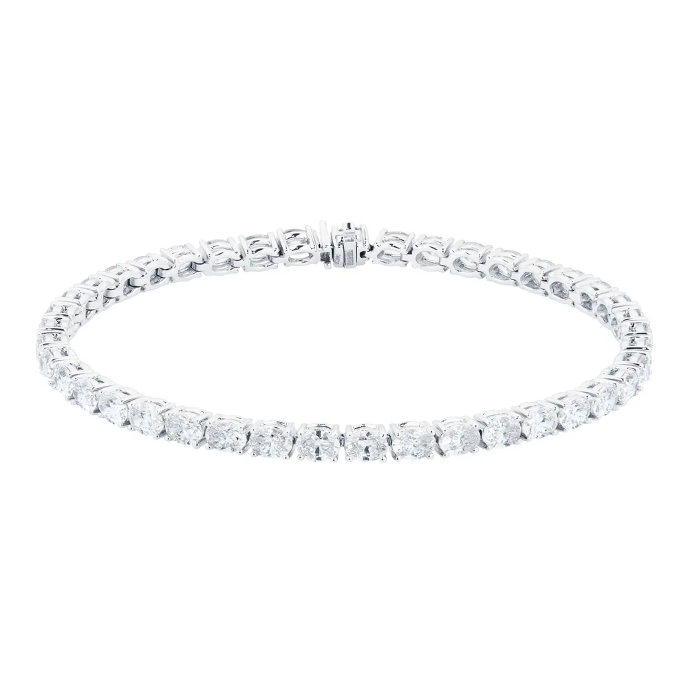 Mappin & Webb 18ct White Gold 7.67cttw Oval Cut Diamond Full Line Bracelet