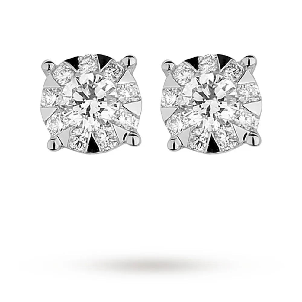 Mappin & Webb 18ct White Gold Brilliant Cut 0.49ct Diamond Stud Earrings