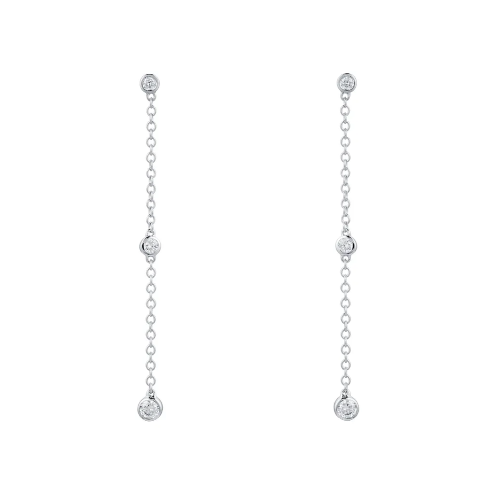 Mappin & Webb 18ct White Gold Gossamer 0.27cttw Diamond Drop Earrings