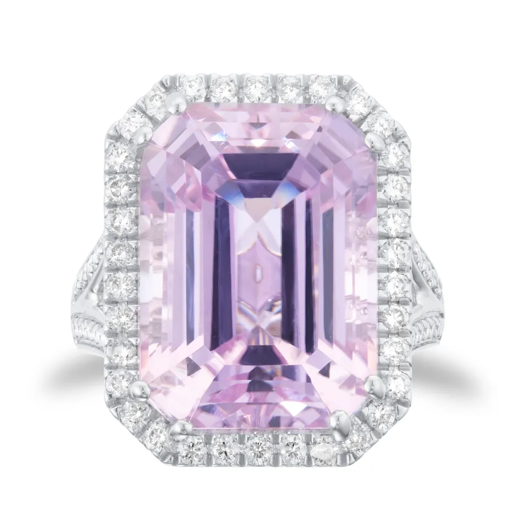 Mappin & Webb 18ct White Gold Kunzite & 1.33cttw Diamond Ring