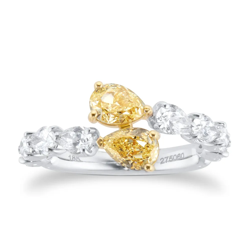 Mappin & Webb 18ct Yellow & White Pear Cut Diamond Ring - Ring Size L.5