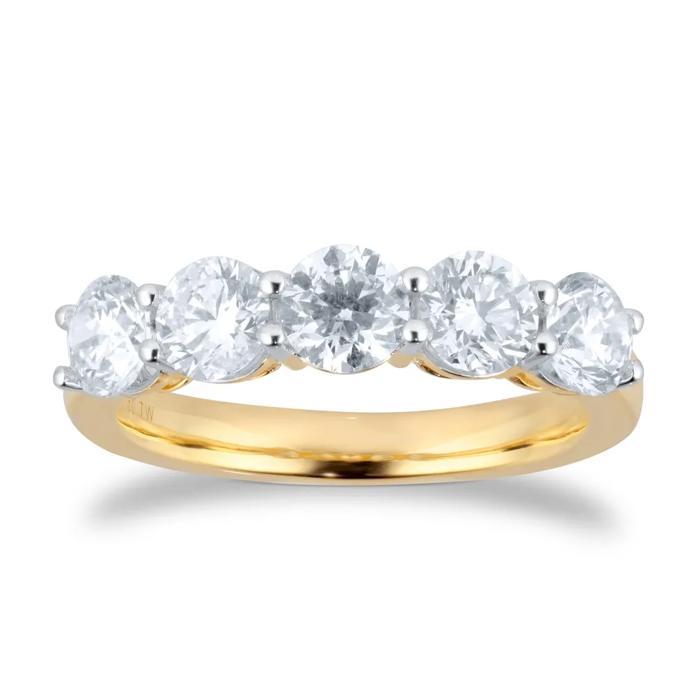 Mappin & Webb 18ct Yellow Gold 1.50cttw Diamond Five Stone Eternity Ring