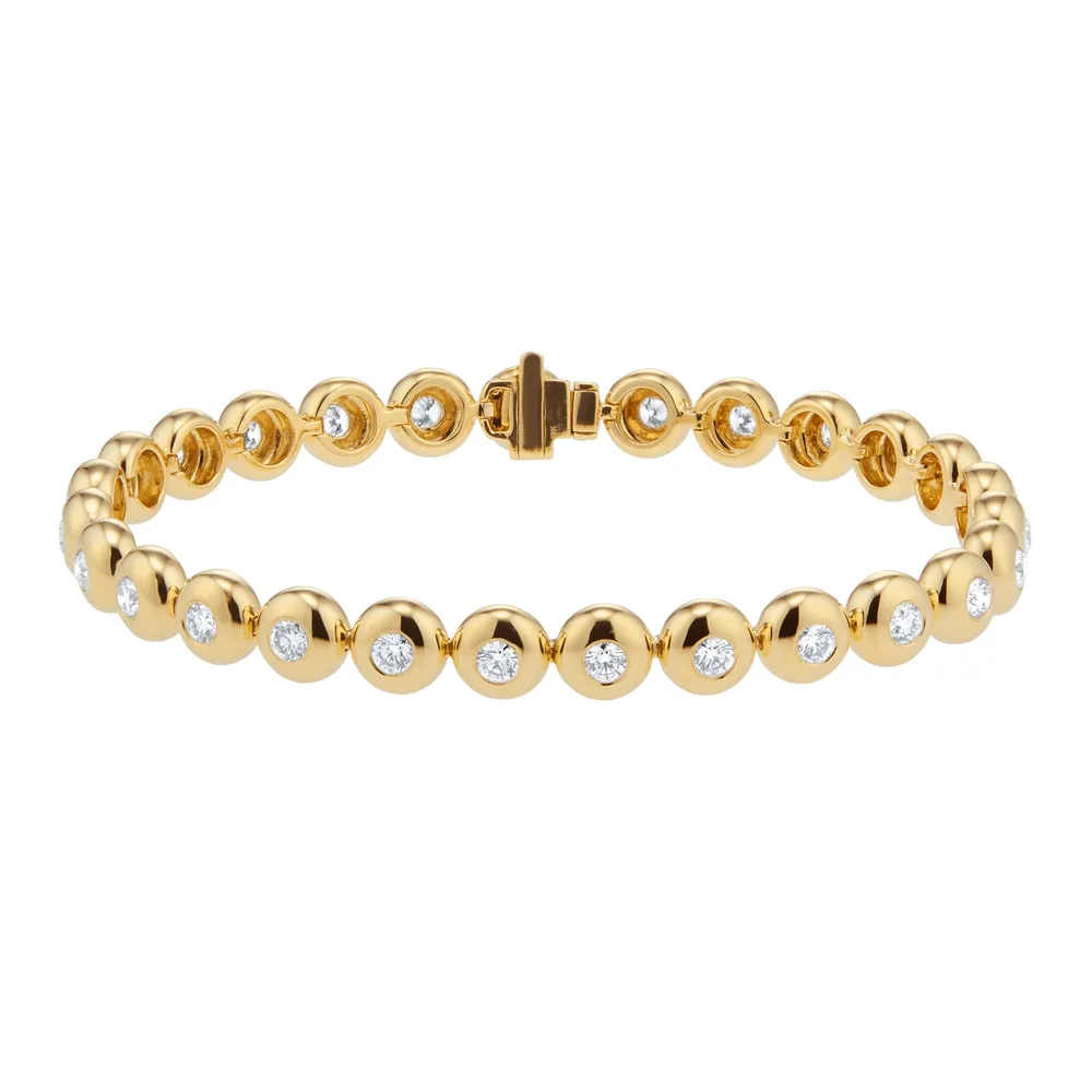 Mappin & Webb 18ct Yellow Gold 2.51cttw Diamond Bezel Bracelet
