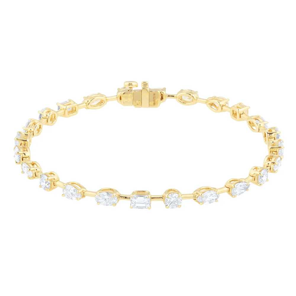 Mappin & Webb 18ct Yellow Gold 5.84cttw Diamond Fancy Shape Bar Bracelet