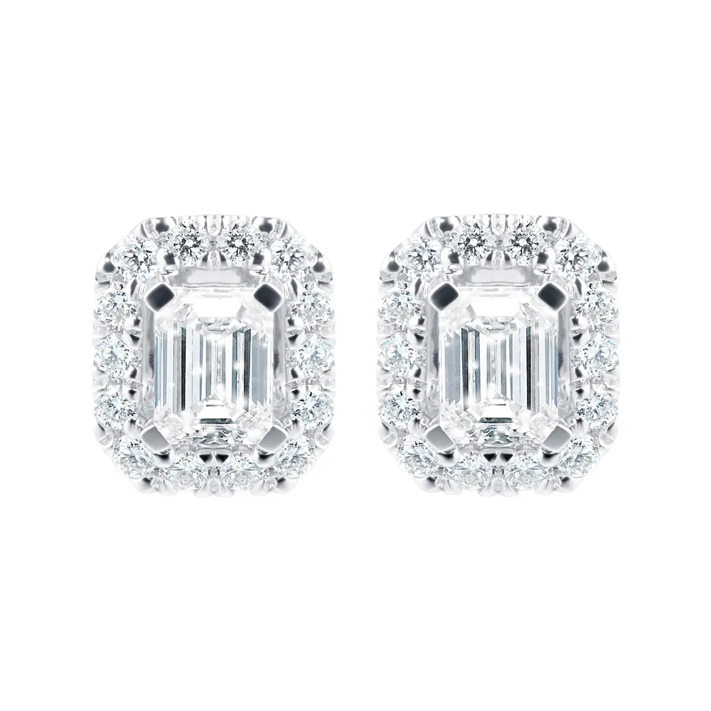 Mappin & Webb Amelia 18ct White Gold 0.60cttw Diamond Emerald Cut Stud Earrings