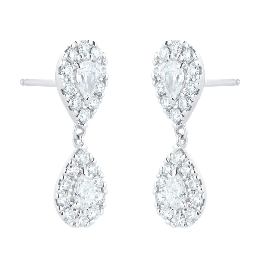 Mappin & Webb Amelia 18ct White Gold 1.15cttw Diamond Pear Cut Drop Earrings