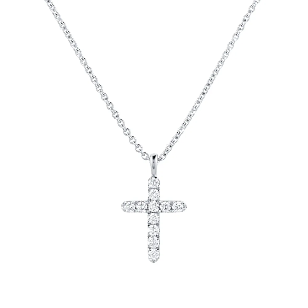 Mappin & Webb Fortune 18ct White Gold 0.22cttw Diamond Cross Pendant