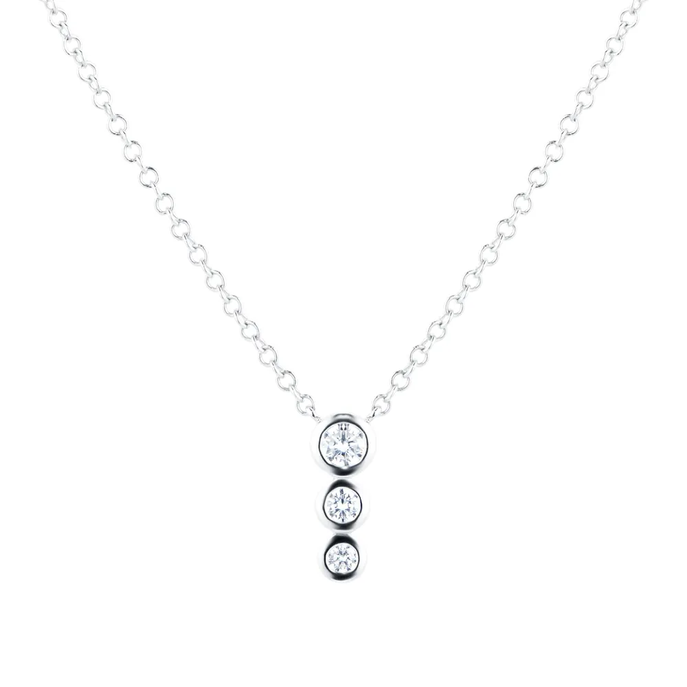 Mappin & Webb Gossamer 18ct White Gold 0.20cttw Three Stone Diamond Pendant