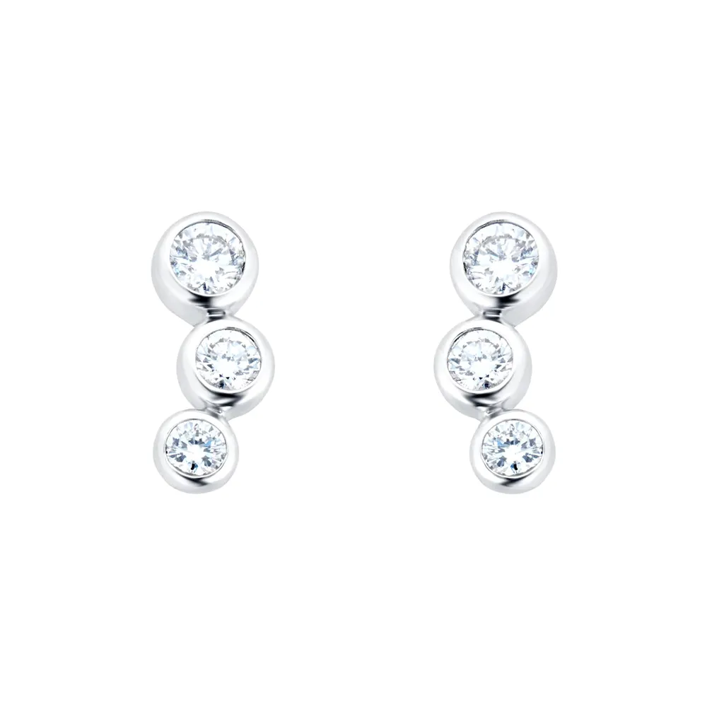 Mappin & Webb Gossamer 18ct White Gold 0.30cttw Three Stone Diamond Drop Earrings