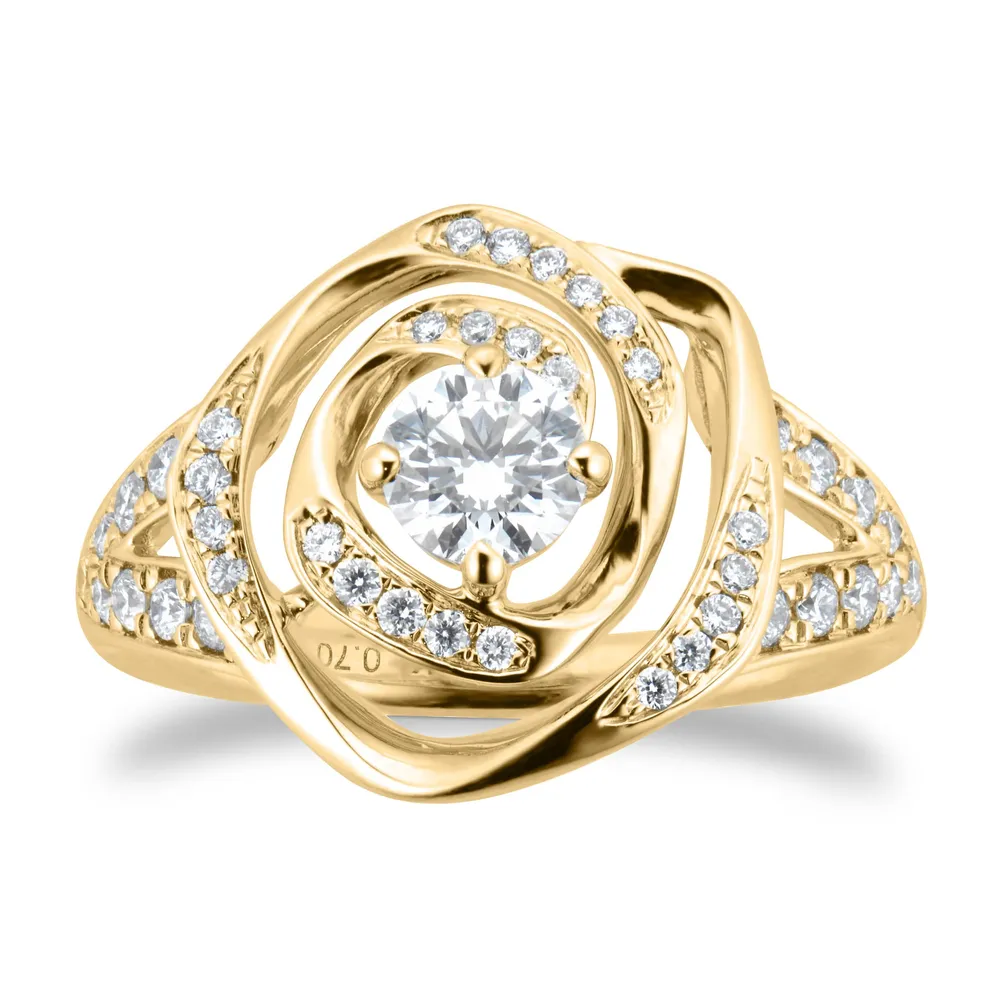 Mappin & Webb Limited Edition 18ct Yellow Gold 0.70cttw Diamond Halo Ring
