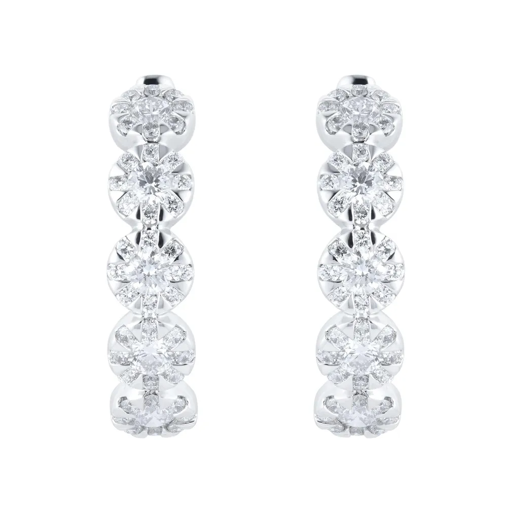 Mappin & Webb Masquerade 18ct White Gold 1.00cttw Diamond Hoop Earrings