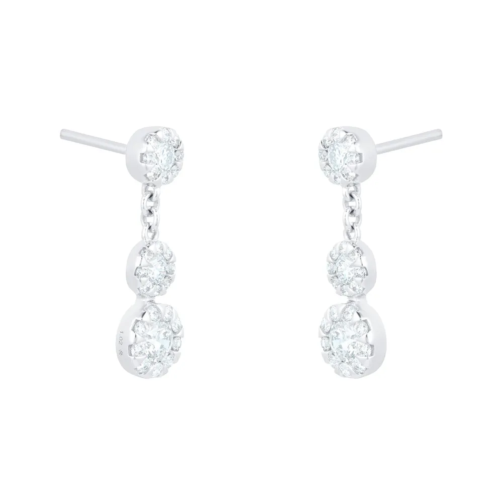 Mappin & Webb Masquerade 18ct White Gold 1.02ct Diamond Drop Earrings