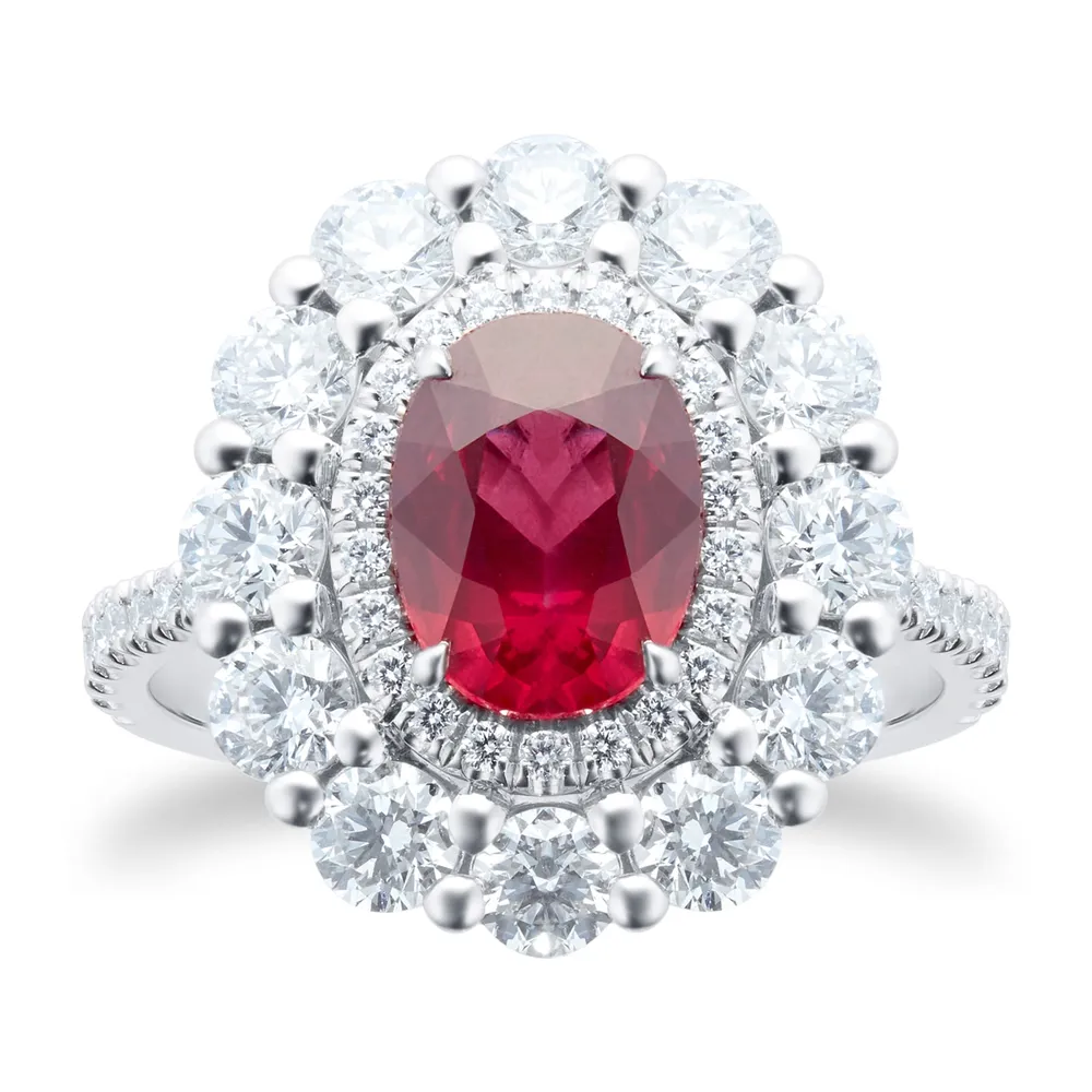 Mappin & Webb Platinum 1.74ct Diamond & 2.04ct Ruby Ring