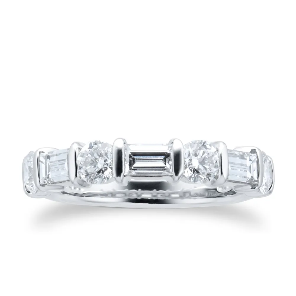 Mappin & Webb Platinum 1.77cttw Baguette & Brilliant Cut Eternity Ring
