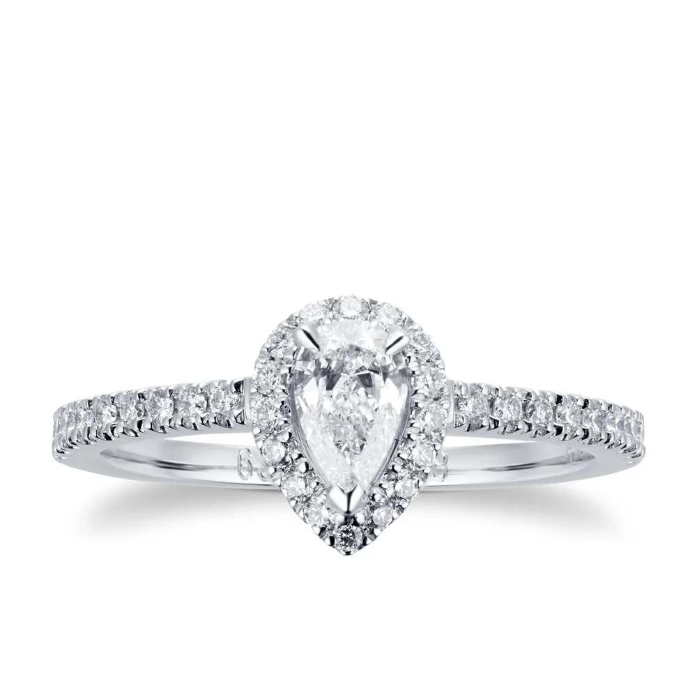 Mappin & Webb Platinum Amelia 0.53ct Pear Halo Engagement Ring