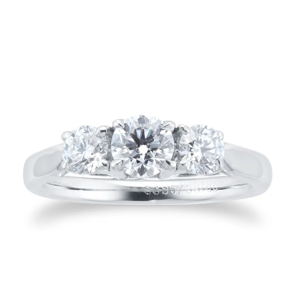 Mappin & Webb Platinum Ena Harkness 0.90cttw Diamond Three Stone Engagement Ring