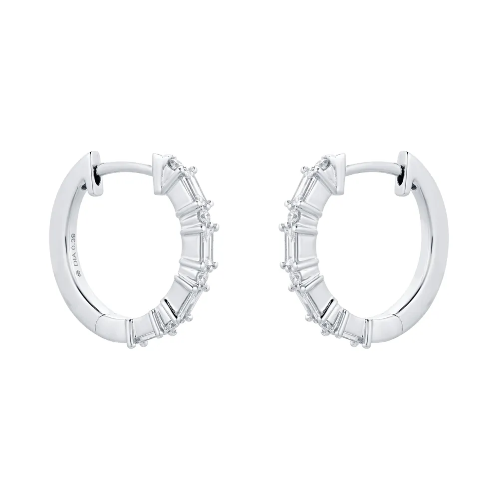 Mappin & Webb Renee 18ct White Gold 0.39cttw Diamond Hoop Earrings