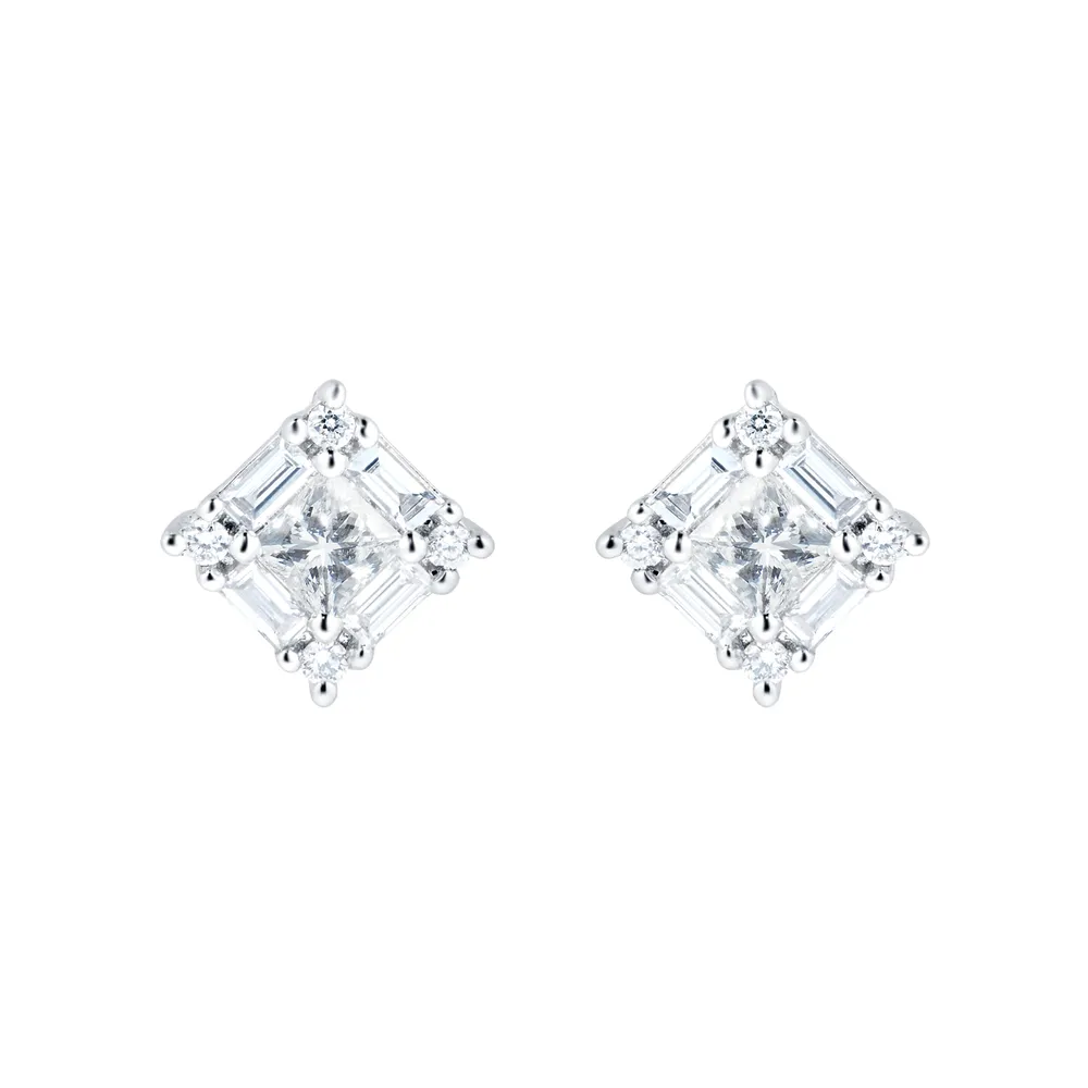 Mappin & Webb Renee 18ct White Gold 0.68cttw Mixed Cut Diamond Stud Earrings