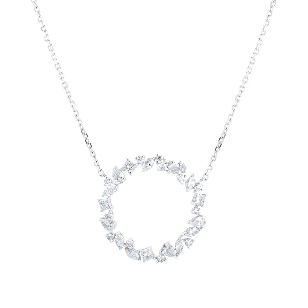 Mappin & Webb Riveret 18ct White Gold 1.50cttw Mixed Cut Diamond Open Circle Pendant