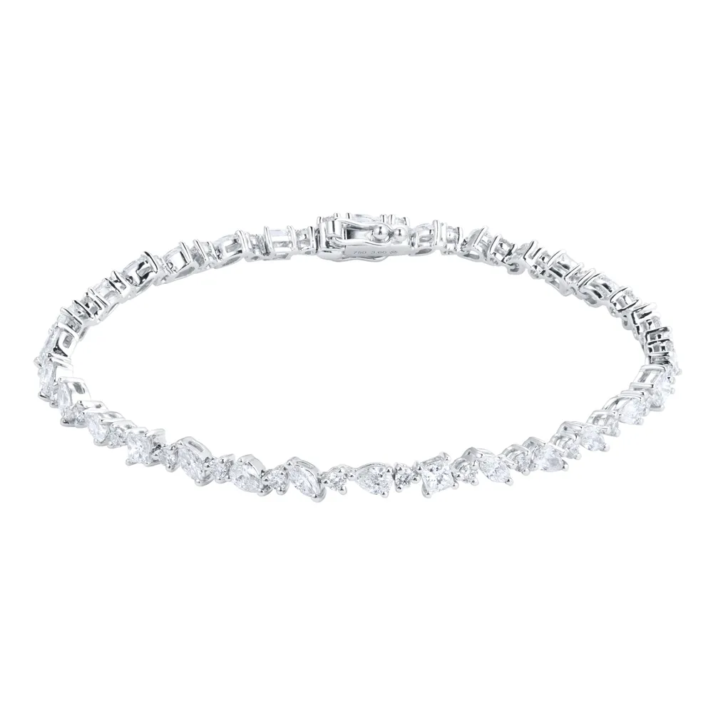 Mappin & Webb Riveret 18ct White Gold 3.30cttw Mixed Cut Diamond Bracelet