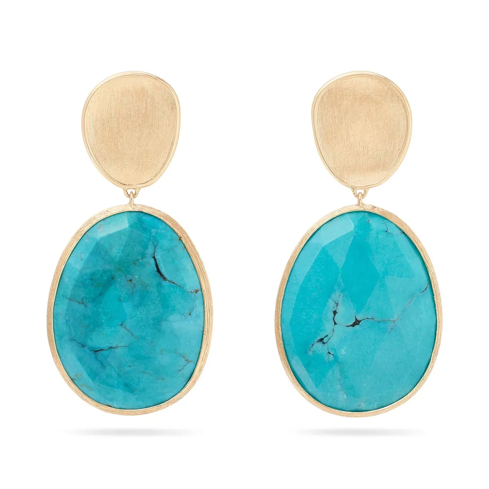 Marco Bicego 18ct Yellow Gold Lunaria Turquoise Double Drop Earrings