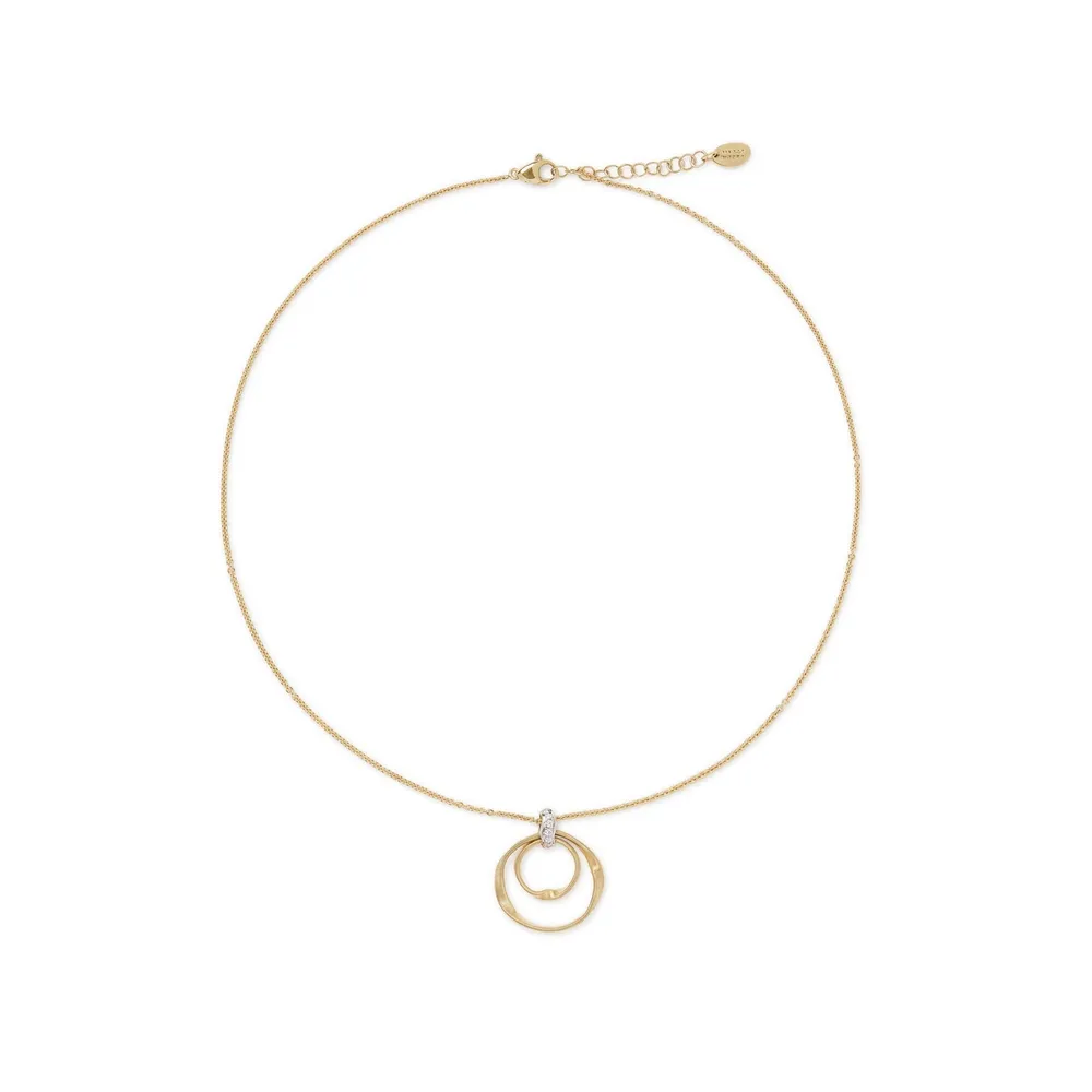 Marco Bicego 18ct Yellow Gold Marrakech Double Hoop Diamond Pendant Necklace