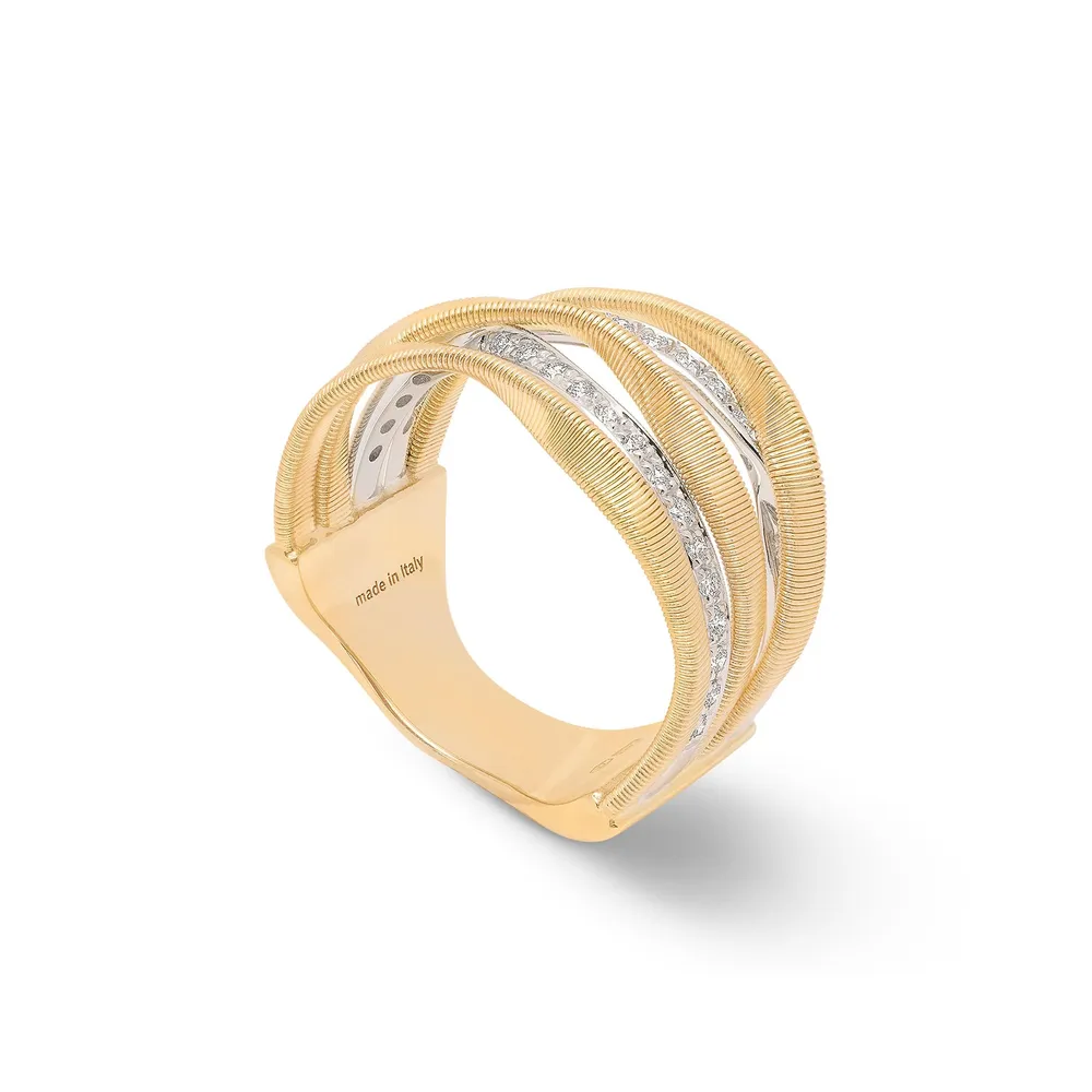 Marco Bicego 18ct Yellow Gold Marrakech Five Row Diamond Ring