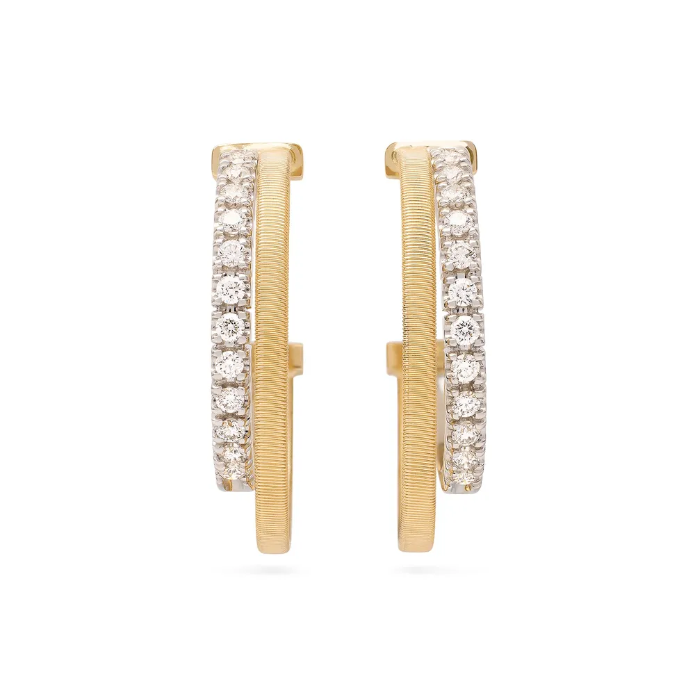 Marco Bicego 18ct Yellow Gold Masai Diamond Double Hoop Earrings