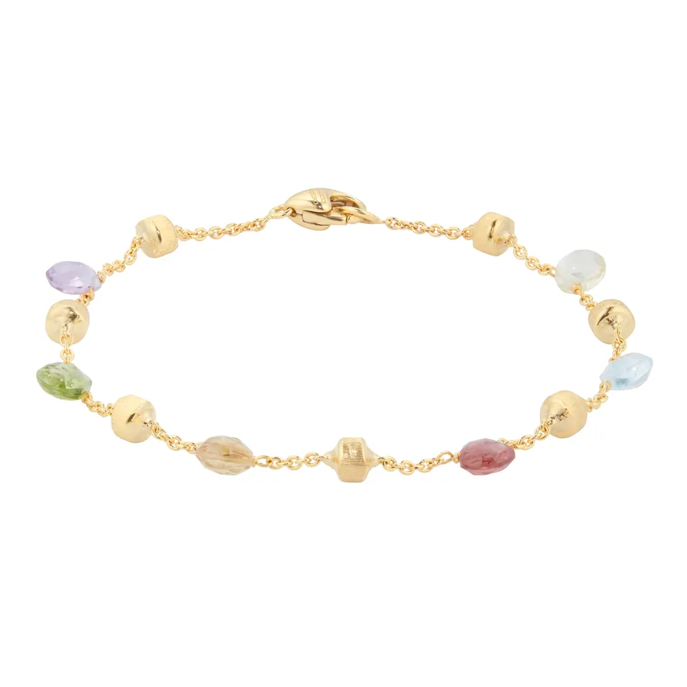 Marco Bicego 18ct Yellow Gold Paradise Collection Single Strand Mixed Gemstone Bracelet
