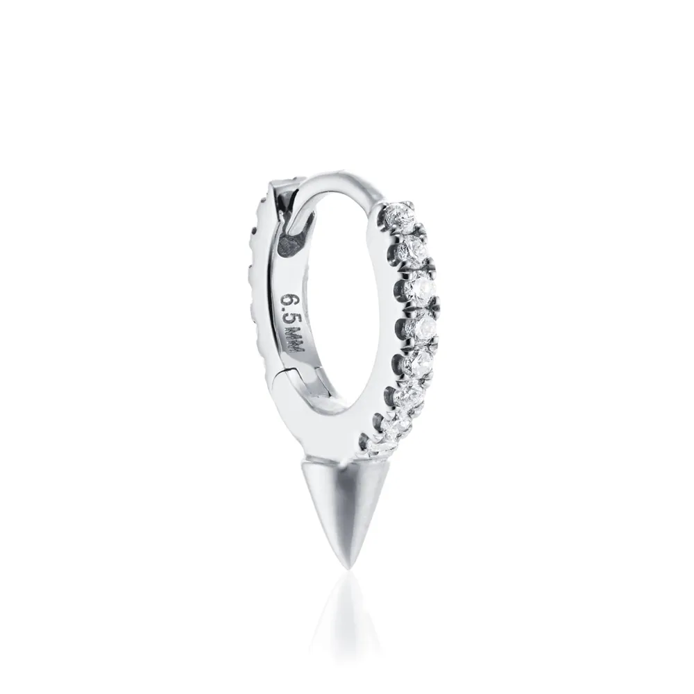 Maria Tash 18ct White Gold 6.5mm Short Spike Diamond 0.07ct Single Hoop Earring